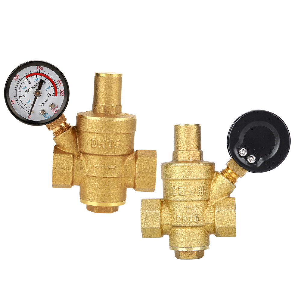 Durable Brass Dn15 Pressure Reducer With Adjustable Gauge Meter 4111341186875