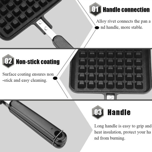 Household Gas Waffle Maker Pan Mold Non-Stick Press Plate Kitchen Tool 2