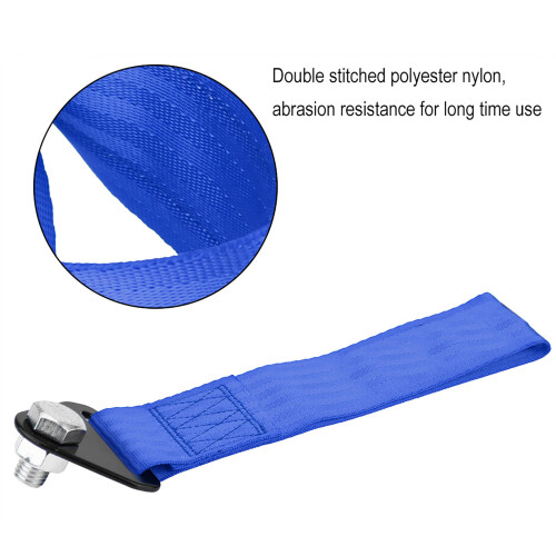 Blue Racing Car Tow Strap Rope Universal for Front Rear Bumper Hook 2