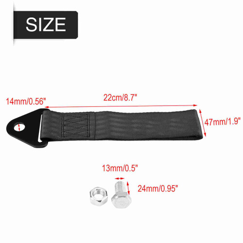 Front/Rear Bumper Towing Hook Strap Black - 10000 lbs Capacity 1