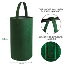 Bolsa colgante para plantar tomates 22x38cm fieltro verde