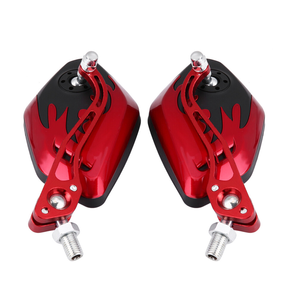 Flame Pattern Aluminum Rear View Mirrors For Motorcycle Scooter 8Mm/10Mm Red 6921341192411
