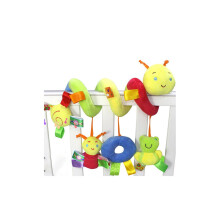 Juguete de seguridad para cuna y cochecito de bebé - peluche con sonajero y cascabel, envoltura en espiral, colorido, 15 cm