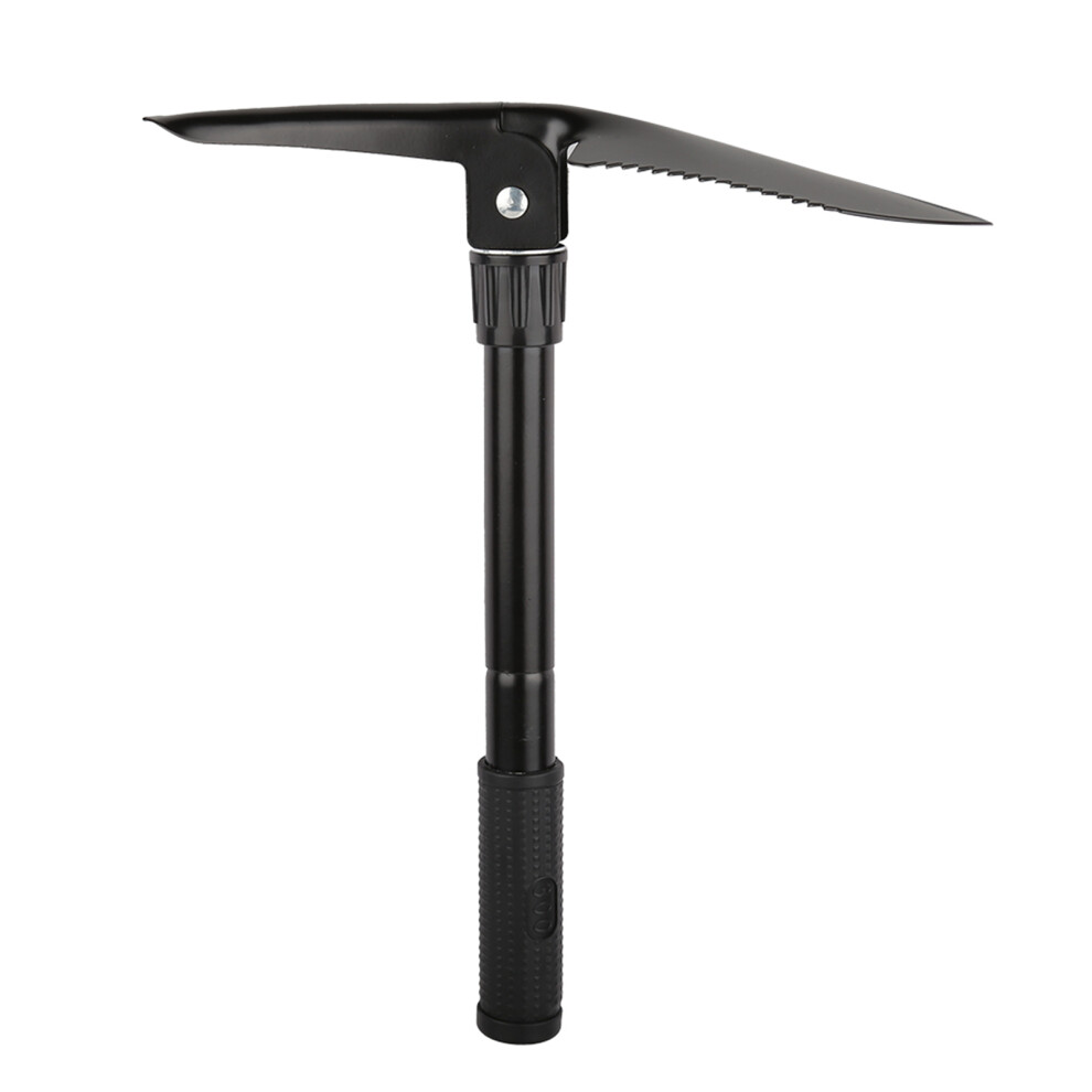 Multi-Function Folding Survival Shovel with Compass, Durable Iron, Black
