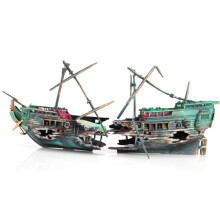 Decoración de naufragio de plástico para peceras barco roto hundido