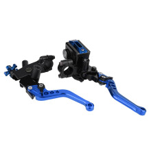 Universal 7/8" Motorcycle Brake & Clutch Reservoir Levers Blue Adjustable 22mm
