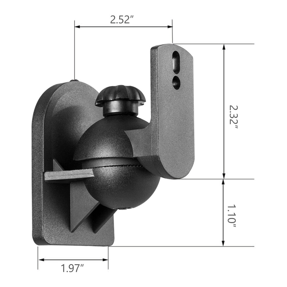 2 Pcs Adjustable Nylon Wall Brackets For Bookshelf & Surround Sound Speakers 8481341207426