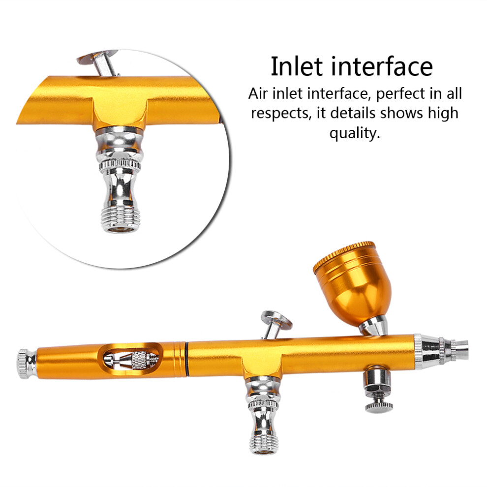 Gold 0.2Mm Gravity Feed Airbrush Gun For Nails & Cakes, 14.5Cm