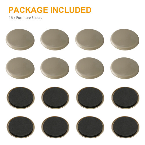 16 Stück 3,5-Zoll Möbelgleiter EVA+PE Beige/Schwarz