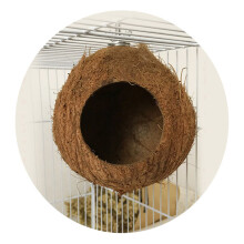Haustierpapageiennest aus natürlicher Kokosnussschale – Voliere, Futterhaus, Wellensittichvögel, Hamster-Spielzeug