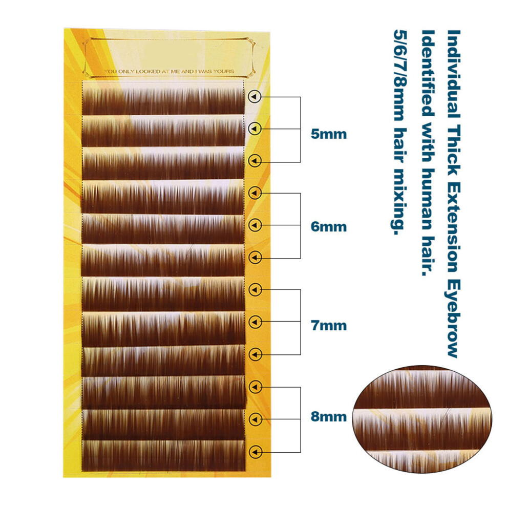 Brown Mixed Eyebrow Extensions 5-8Mm - Silky Reusable & Easy To Apply