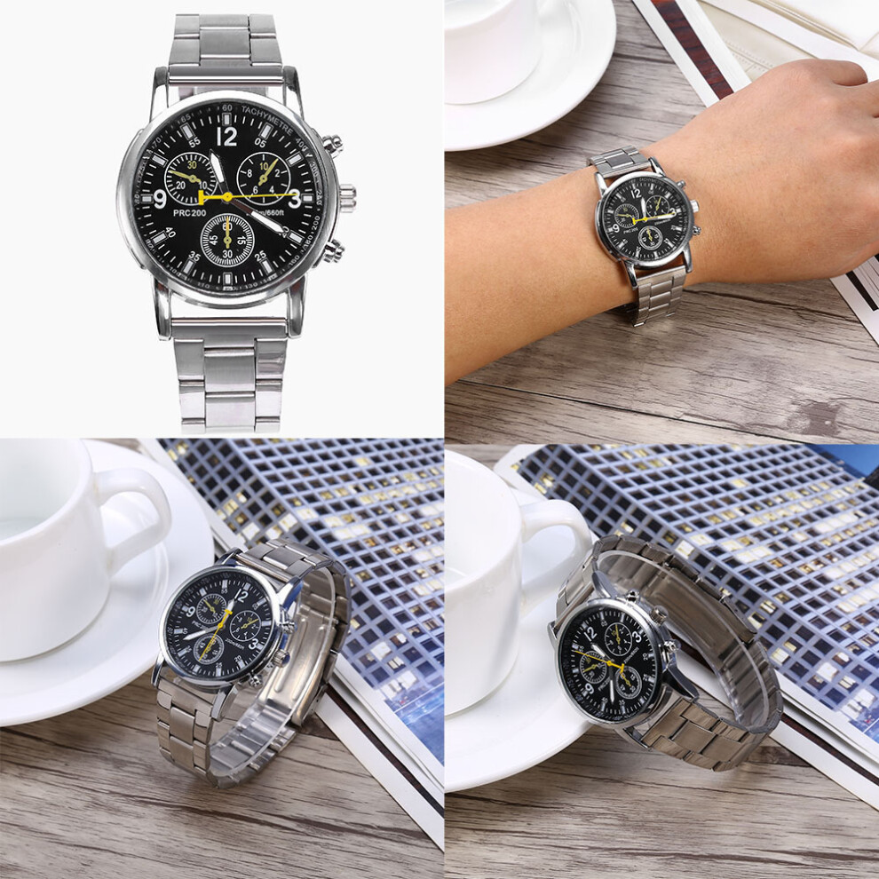 Stylish Men's Black Analog Watch - Stainless Steel Band & Alloy Case