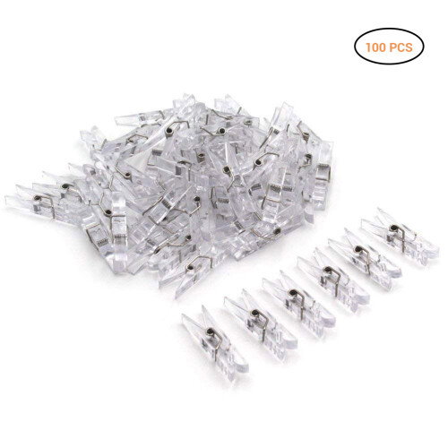 100 piezas de clips plásticos transparentes mini 3.5*0.5*1cm 1