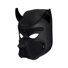 Adults Neoprene Puppy Hood Mask, Removable Cosplay Dog Full Face Pup Hood MaskBlack