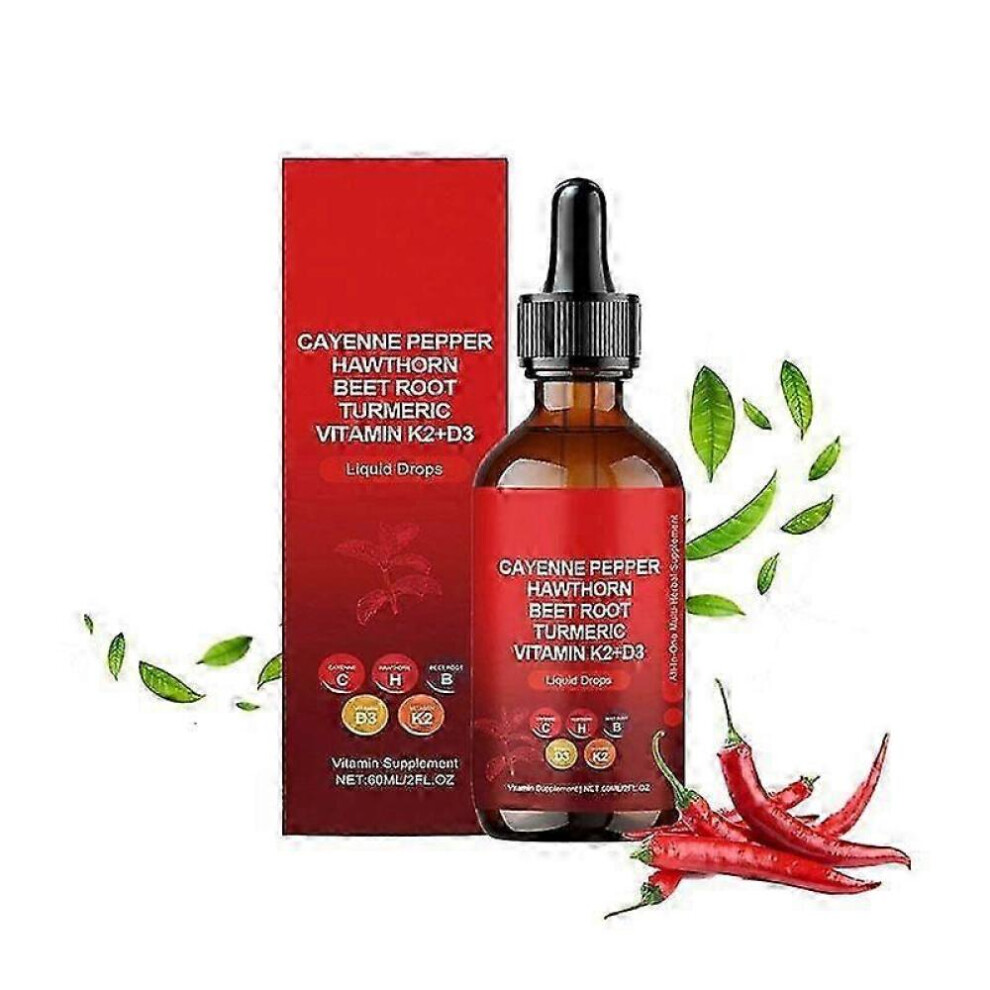 Cayenne pepper drops, Aeluro Cayenne pepper liquid drops, containing hawthorn beetroot | turmeric vitamin K2 D31pcs
