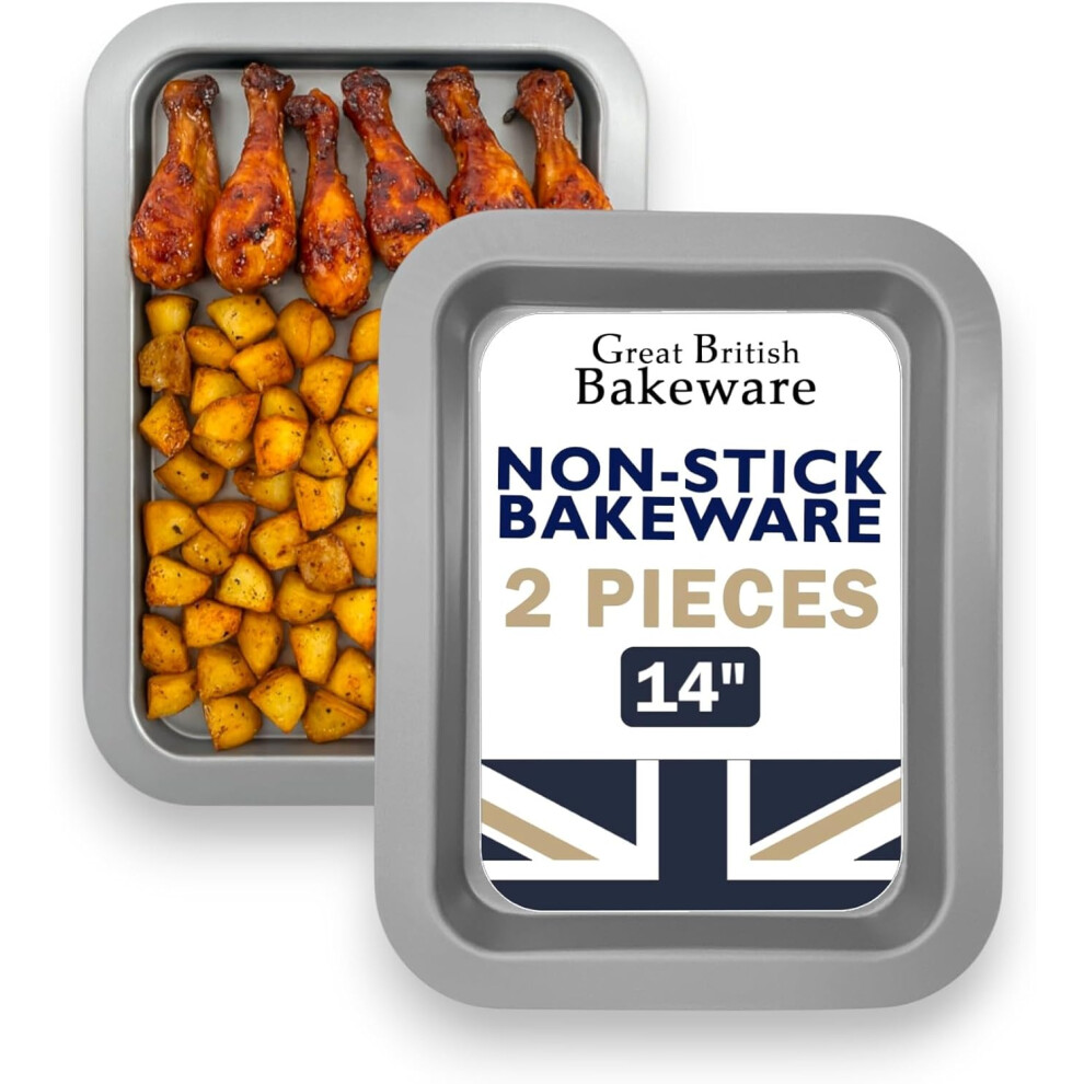 British Bakeware 2 Piece Non-Stick Baking Tray Set 31cm & 36cm