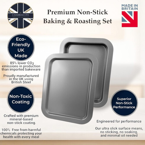 British Bakeware 2 Piece Non-Stick Baking Tray Set 31cm & 36cm 2