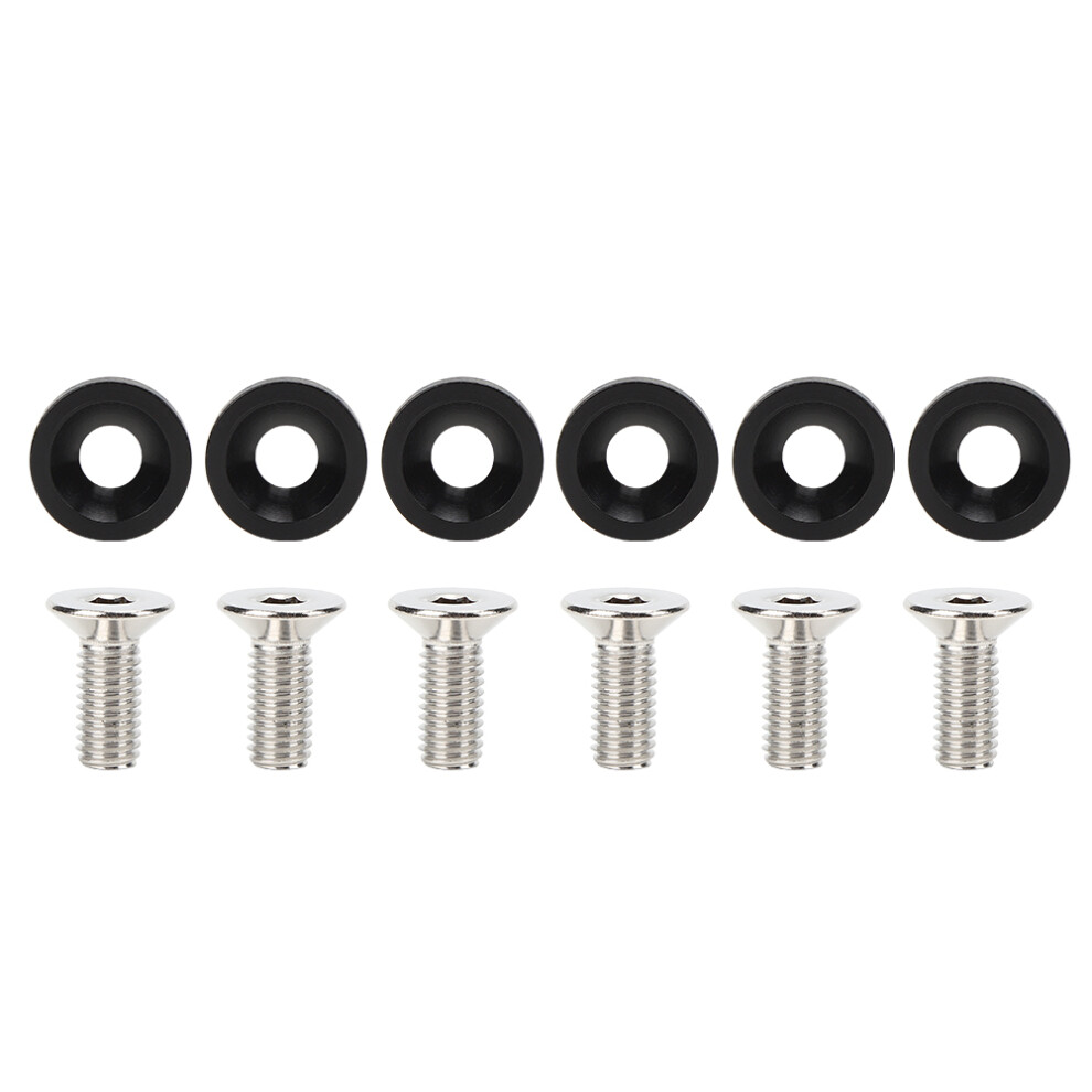 6Pcs M8 Universal Gasket Washer Spacers Car Black 9121376669668