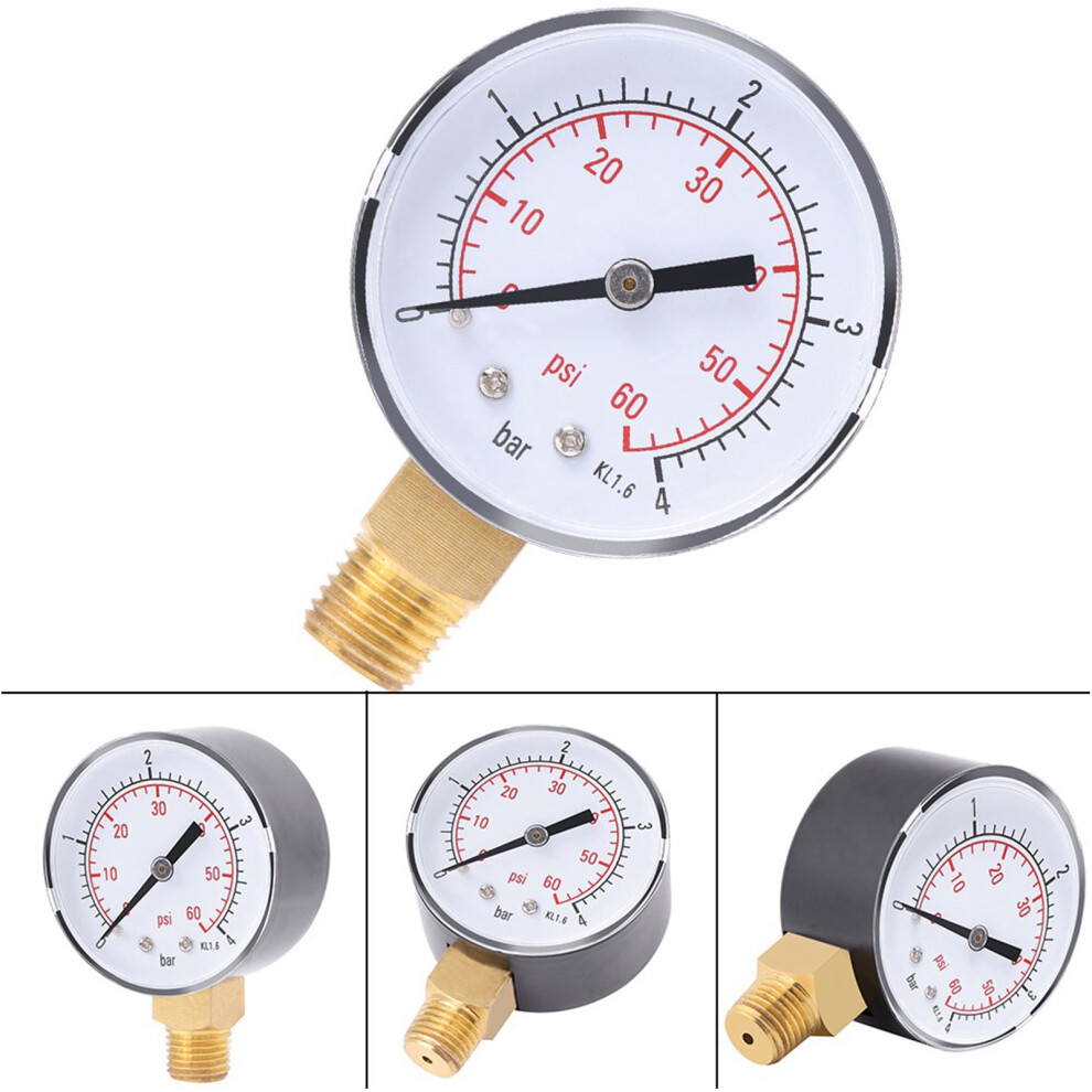 1Pc Mini Pressure Gauge 0-4Bar / 0-60Psi For Fuel Oil Water Air Npt Thread 6951341224539