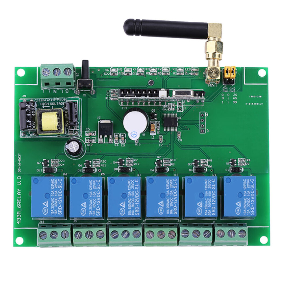 6 Channel Rf Relay Module 110-240V With Remote Control For Smart Home Systems 4041341224898