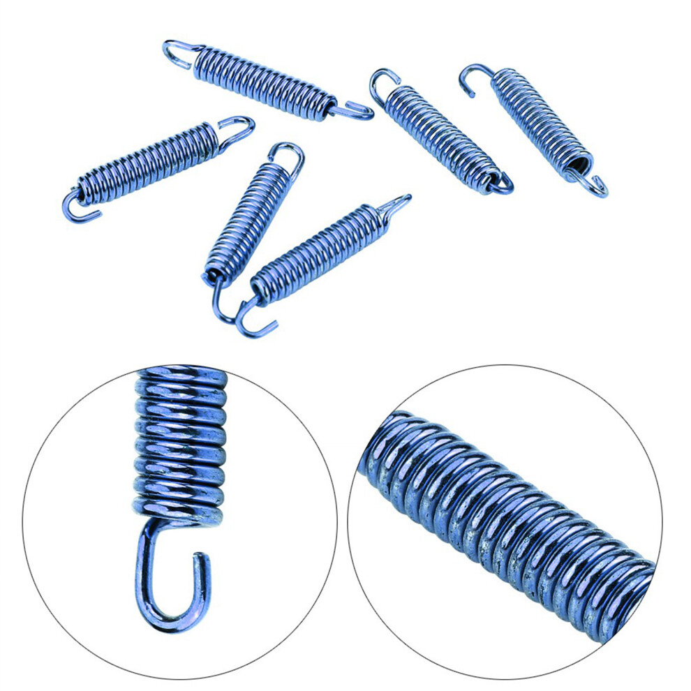 6Pcs Stainless Steel Exhaust Pipe Spring Hooks For Motorsports Blue 9351341224961