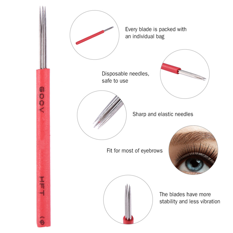 50PCS R5 Microblading Needles for Eyebrow Shading Semi Permanent Makeup 0.20mm