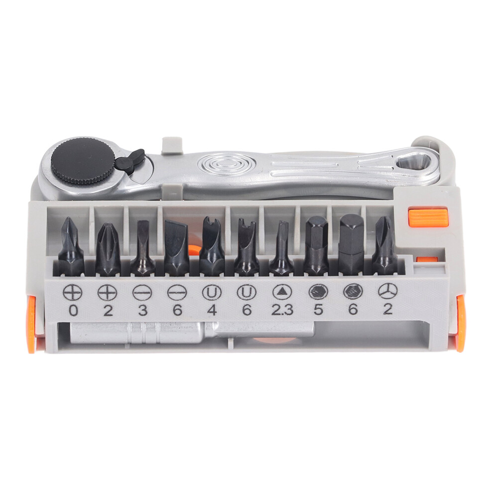 12Pcs Ratchet Screwdriver Wrench With Cross Slot Silver