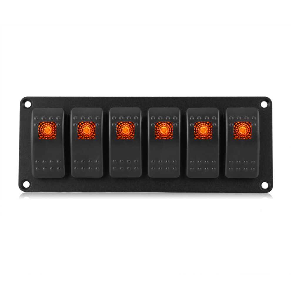 12-24V 6-Gang Rocker Switch Panel For Car Boat Rv Marine, Orange Led 6921341228530
