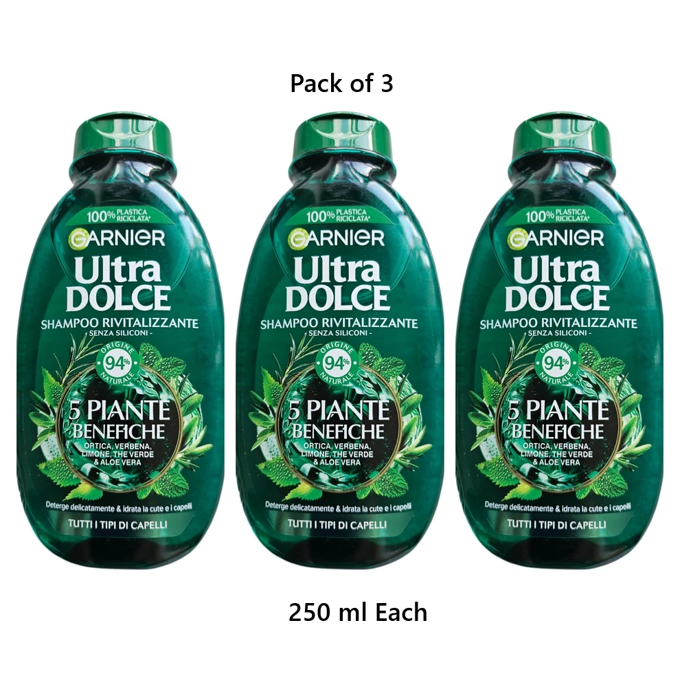 Garnier 3 Xgarnier Ultra Dolce Shampoo Rivitalizzante 5 Piante Benefiche 250Ml