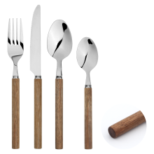 (32) Cutlery Sets Acacia Wood Handle Stainless Steel