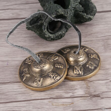 Handgefertigte bronzene buddhistische Fingertrommeln 6,5 cm religiöses Musikinstrument