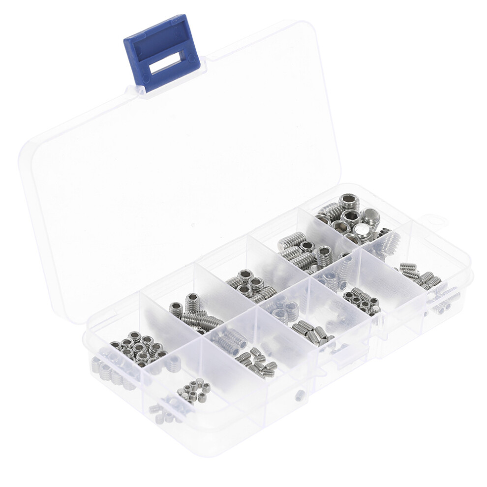 200Pcs Stainless Steel M3-M8 Hex Socket Screws With Cup Point Assortment Pack 4161341231259