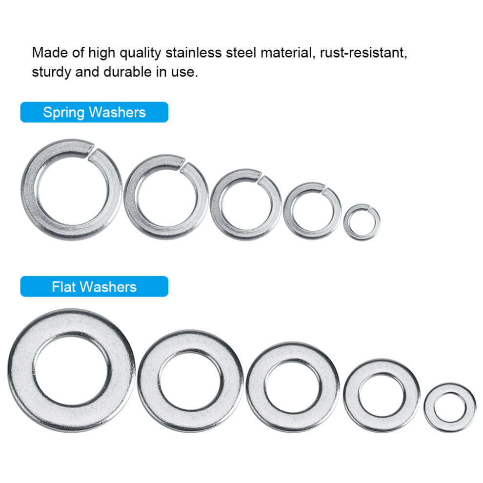 300Pcs Stainless Steel Flat Washers Set M2âM6 With Plastic Case 8451341234791