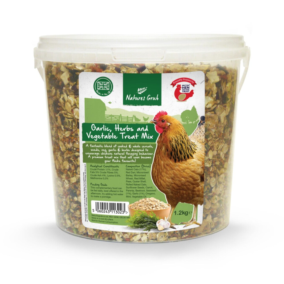 New Natures Grub (1.2Kg) Poultry Garlic, Herbs & Vegetable Treat Mix 1.2Kg