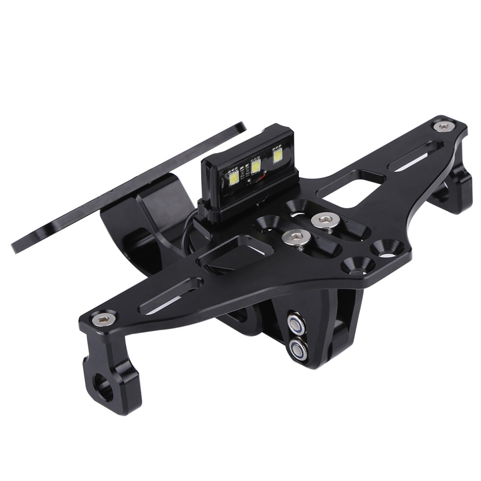 Motorcycle Aluminum License Plate Frame With Â Adjustable, 7.8In Holes Light/Black 5091341240984