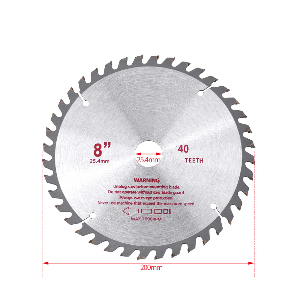 8In 40T Cemented Carbide Circular Saw Blade For Wood Cutting, 25.4Mm Bore 8701341242624