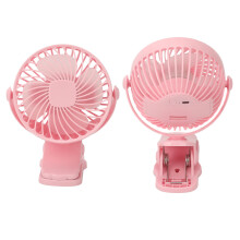 Ventilador mini con clip de ABS rosa, giro de 720, 3 velocidades, alimentado por USB