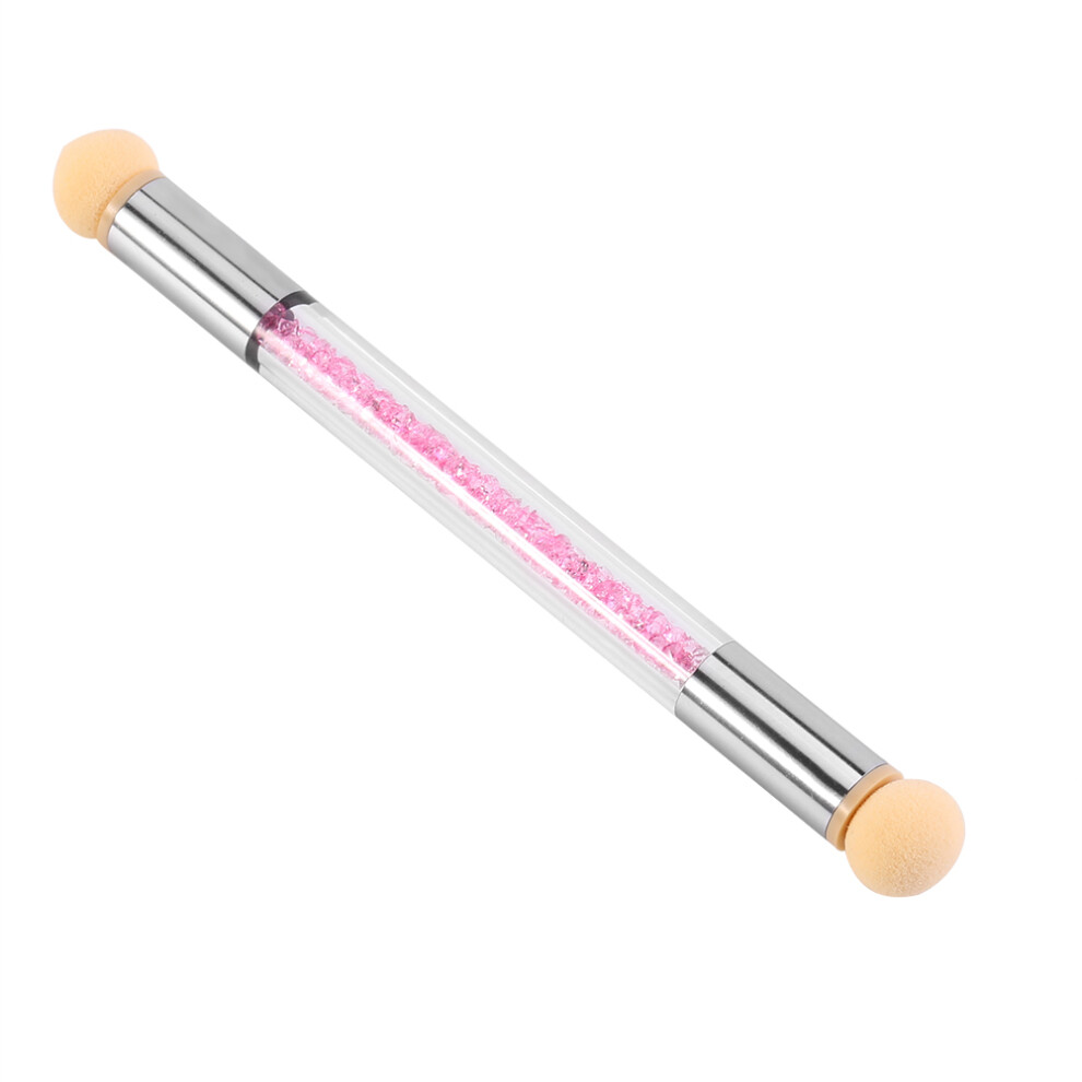 Pink Double Ended Glitter Powder Nail Art Pen With Rhinestone Dotting & Shading