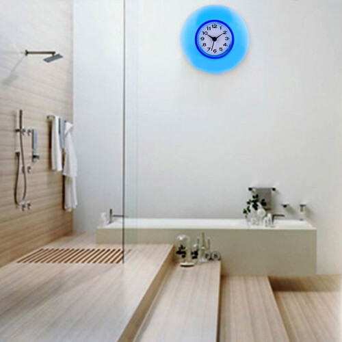 Waterproof Quartz Wall Clock with Suction for Bathroom Kitchen - Blue 2