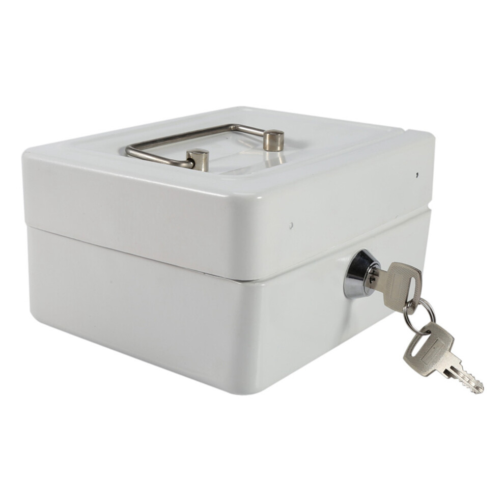 Mini White Lockable Cash & Coin Safe - Portable Security Box For Household Use 6901341250670