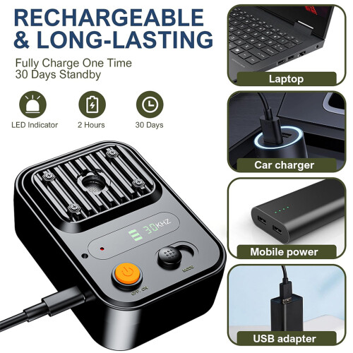 (green) 3-level Dog Barking Deterrent Device Rechargeable Ultrasonic Warning 1