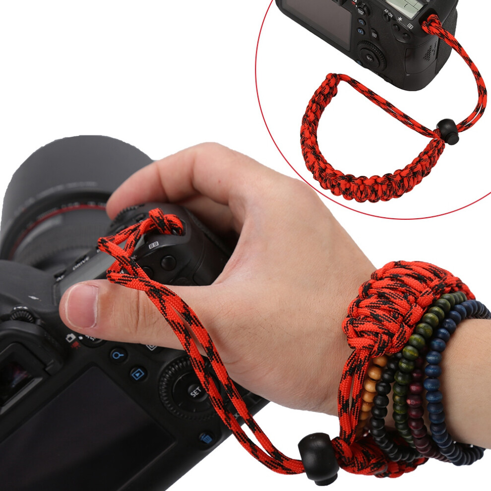 Outdoor Adjustable Paracord Camera Wrist Strap Hand Grip Lanyard Red/Black 7631341251665