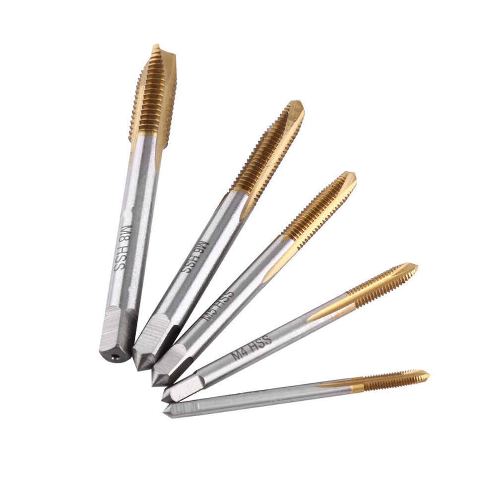 Durable Titanium Hss Thread Tap Set M3-M8 - 5Pcs For Smooth Tapping 8421341252040