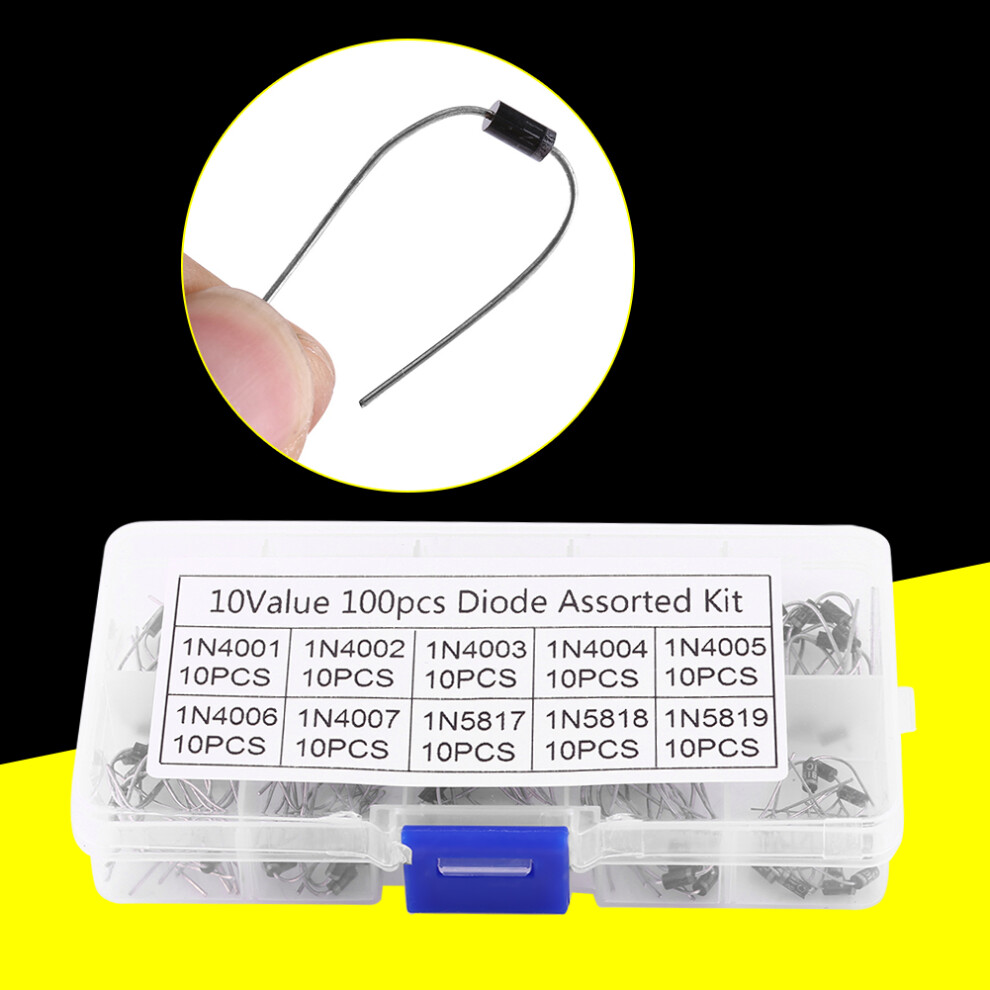 10 Values Diode Assortment 100Pcs 1N4001-1N5819 In Organizer Box 3011341252352