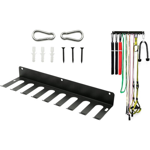 Baseball Bat Rack with Solid Steel Construction, Includes Hook Hardware and 2 Hanging Buckles for Equipment Organization 2
