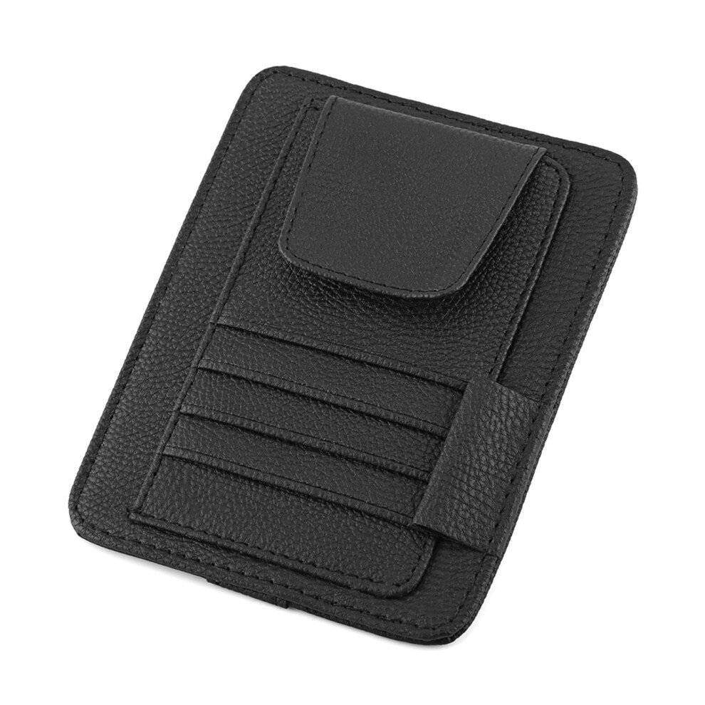 Auto Sun Visor Storage Pouch In Card & Glasses Holder Clip For Cars Black 9471341255168