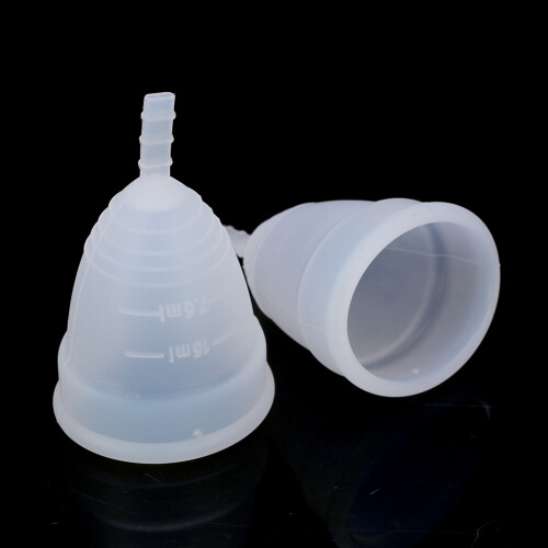 White Silicone Menstrual Cup Set - 2PCS for Comfortable Hygiene Care 2