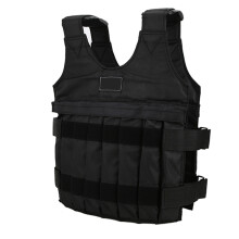 Adjustable 20kg Weighted Vest with 16 Pouches, 23.6in Black Exercise Waistcoat