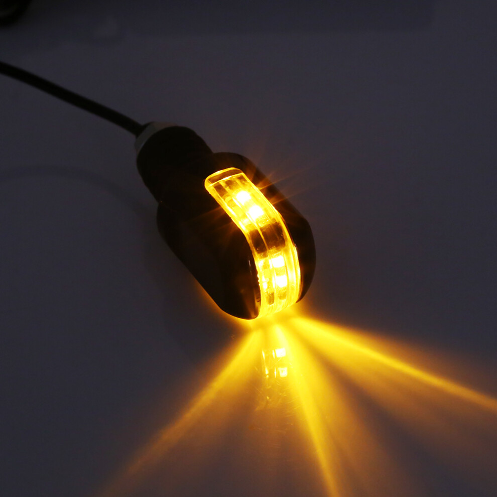 Motorcycle 7/8'' Handlebar End Turn Signal Indicators 6 Led Pair Amber 7891341274747