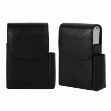 LuxusPU-Leder-Zigarettenschachtel mit Feuerzeughalter 110x80x30mm Schwarz